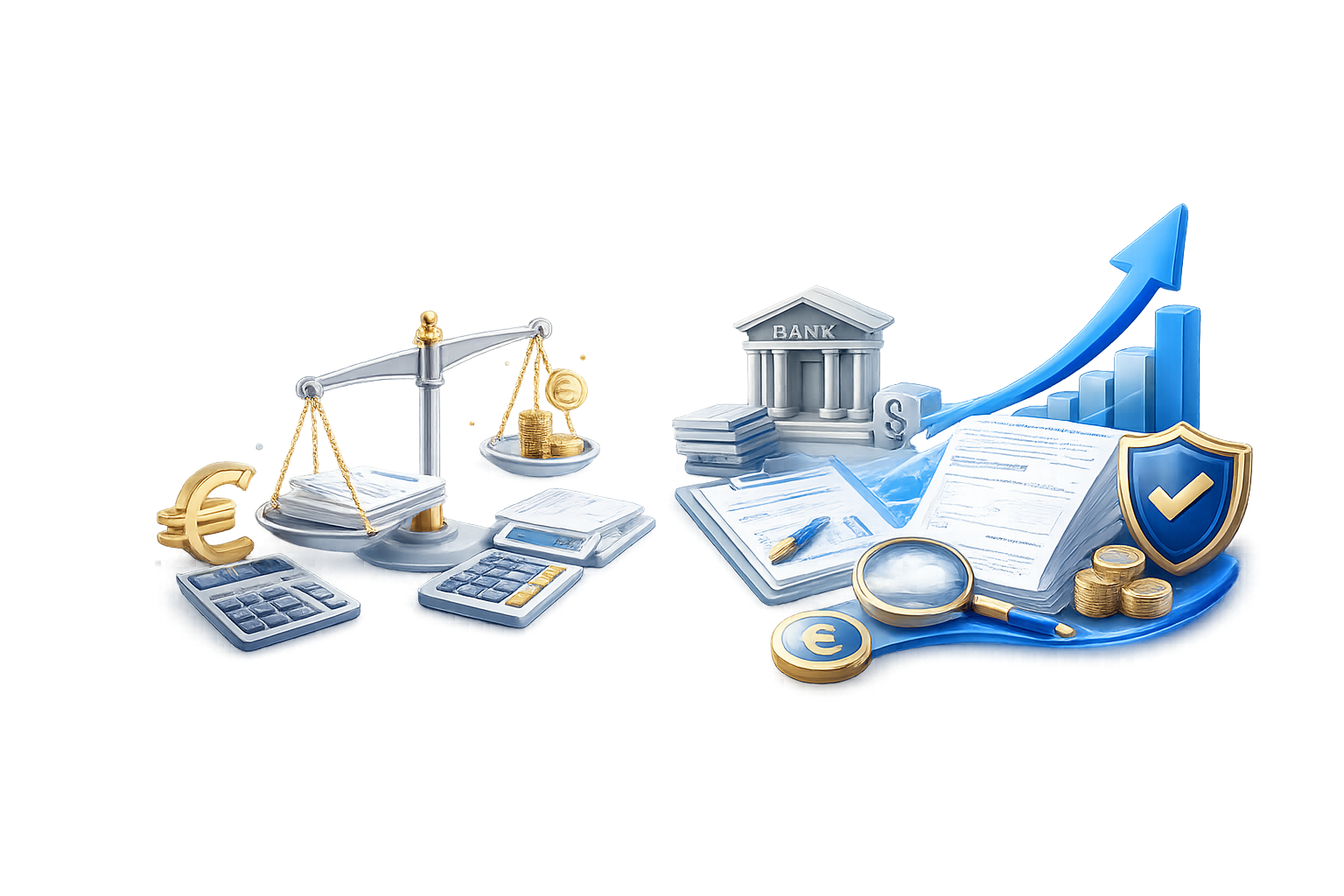 Illustration zum Vergleich von Factoring und Betriebsmittelkredit