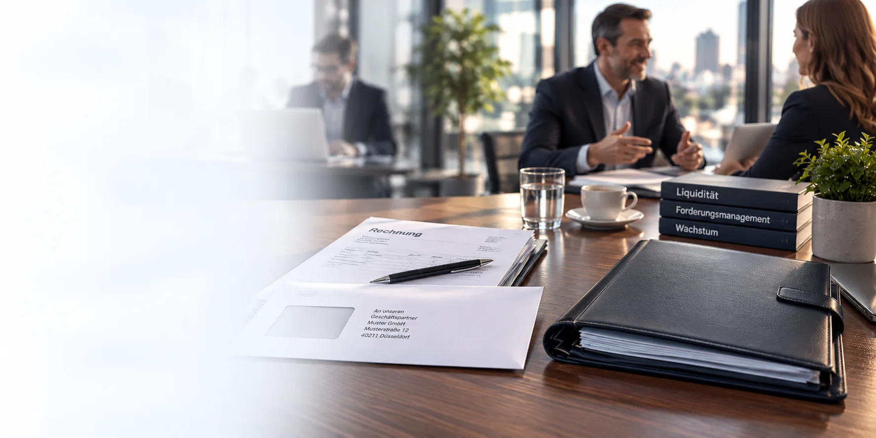 Rechnung und Geschäftsbrief bei einer Finanzierungsbesprechung